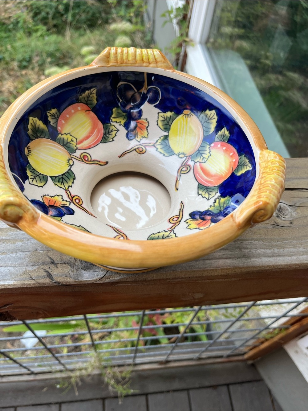 Vintage Hand Painted Ceramic Pedestal Bowl.  Beautiful!